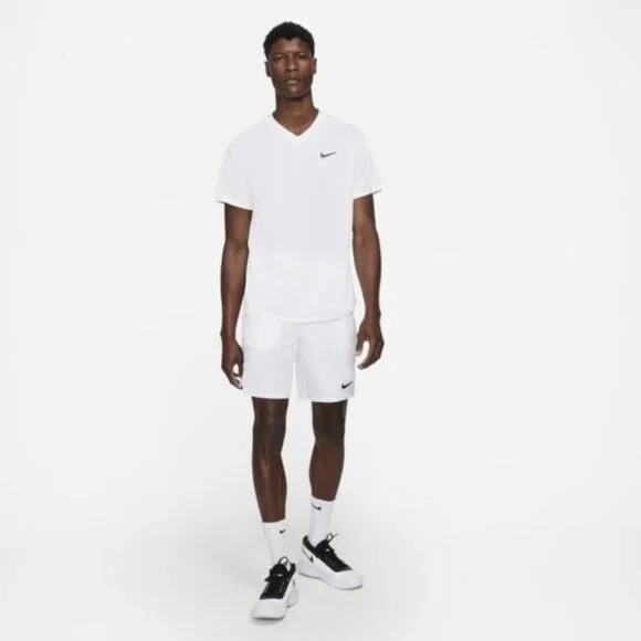 NikeCourt Dri-FIT Victory Men's Tennis Top, White/Black, XXL Short Sleeve Top - Picture 5 of 5